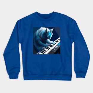 Blue Cat Plays Keyboard Crewneck Sweatshirt